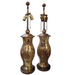 Pair of Decorative Vintage Eglomaise Lamps