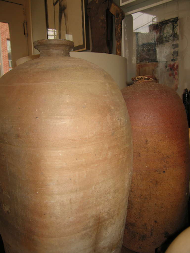 Pair Stoneware Oil Vessels In Good Condition In Sag Harbor, NY