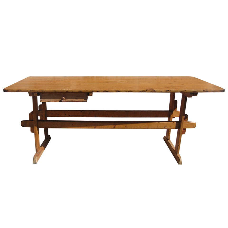 Vintage Italian Trestle Table For Sale