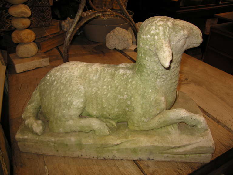 vintage carved marble/stone lamb with great patina