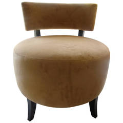 1940s Style Barrel Chair in Mohair Velvet