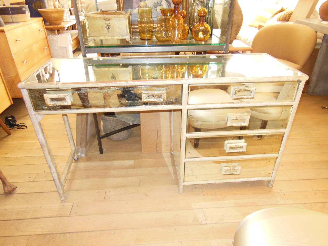Vintage Mirrored Desk and Dresser 3