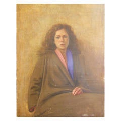 Morose Woman Vintage Oil Portrait