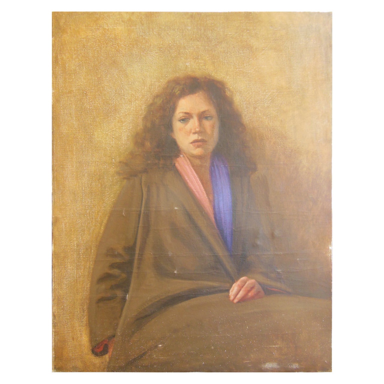 Morose Woman Vintage Oil Portrait