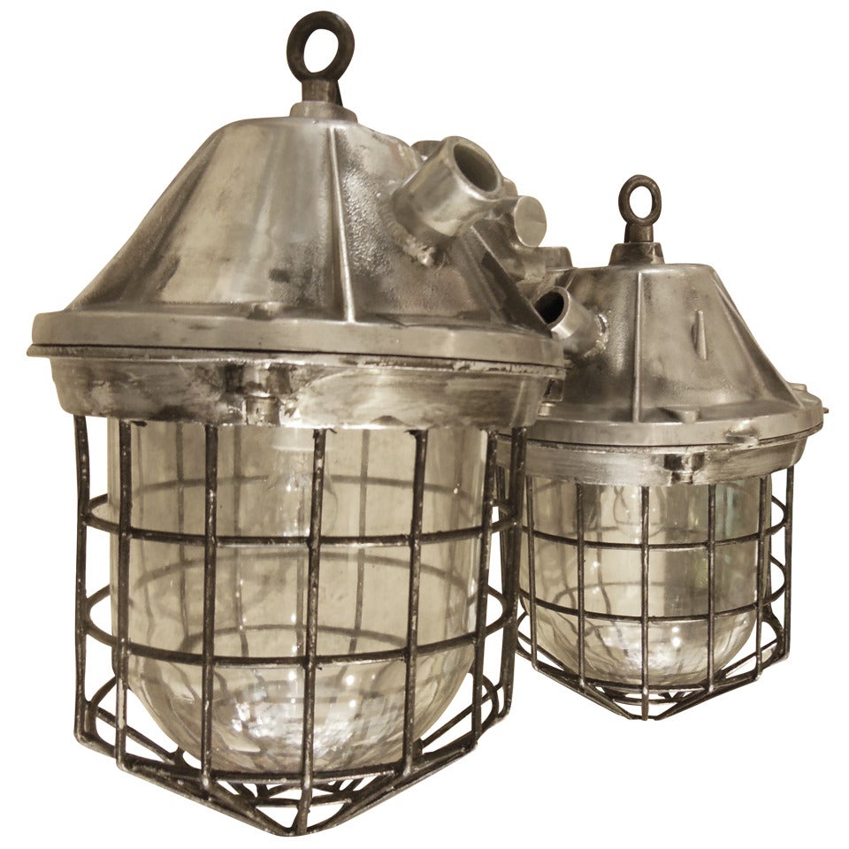 Pair of Vintage Industrial Lights