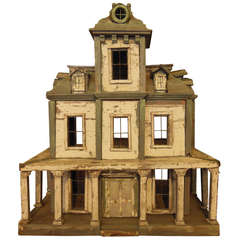 Fantastic Antique  Mansard Roofed Dollhouse