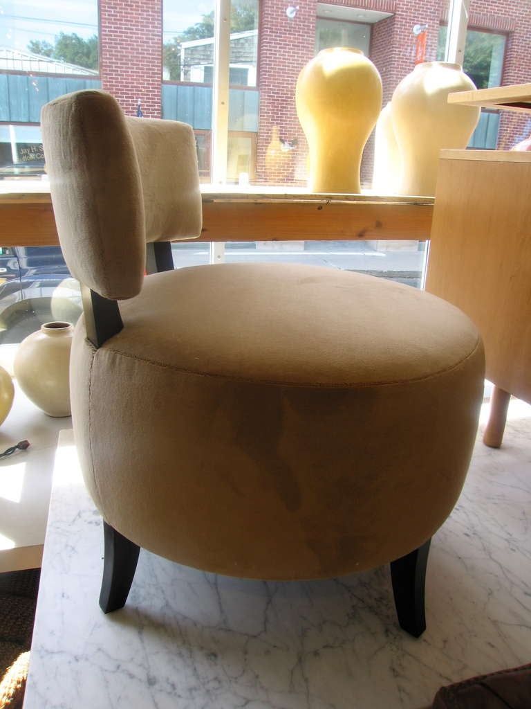 Mid-20th Century 1940s Style Barrel Chair in Mohair Velvet