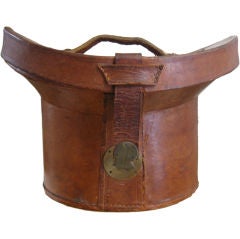 Antique Edwardian Leather  Hatbox