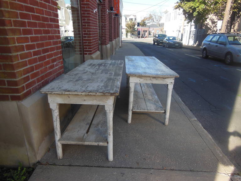 20th Century Pair of Vintage Whitewashed Tables