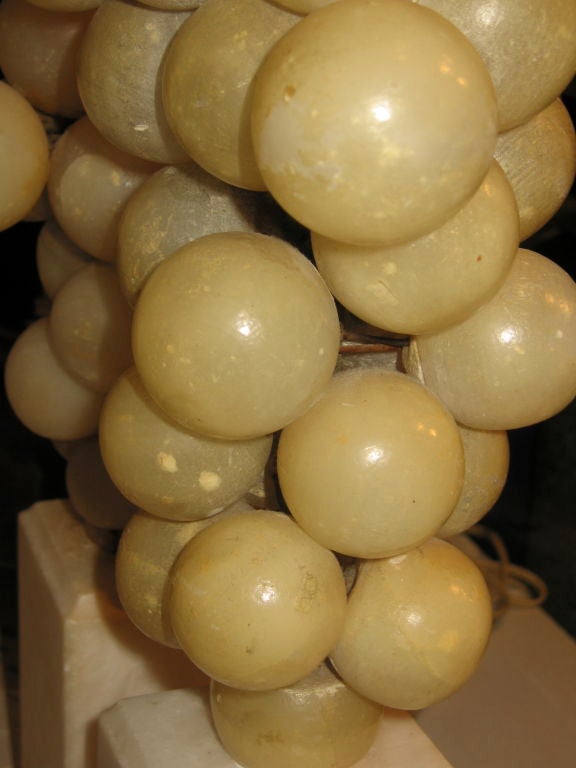 Mid-20th Century Pair of Marble Lamps with Alabaster Grape Clusters
