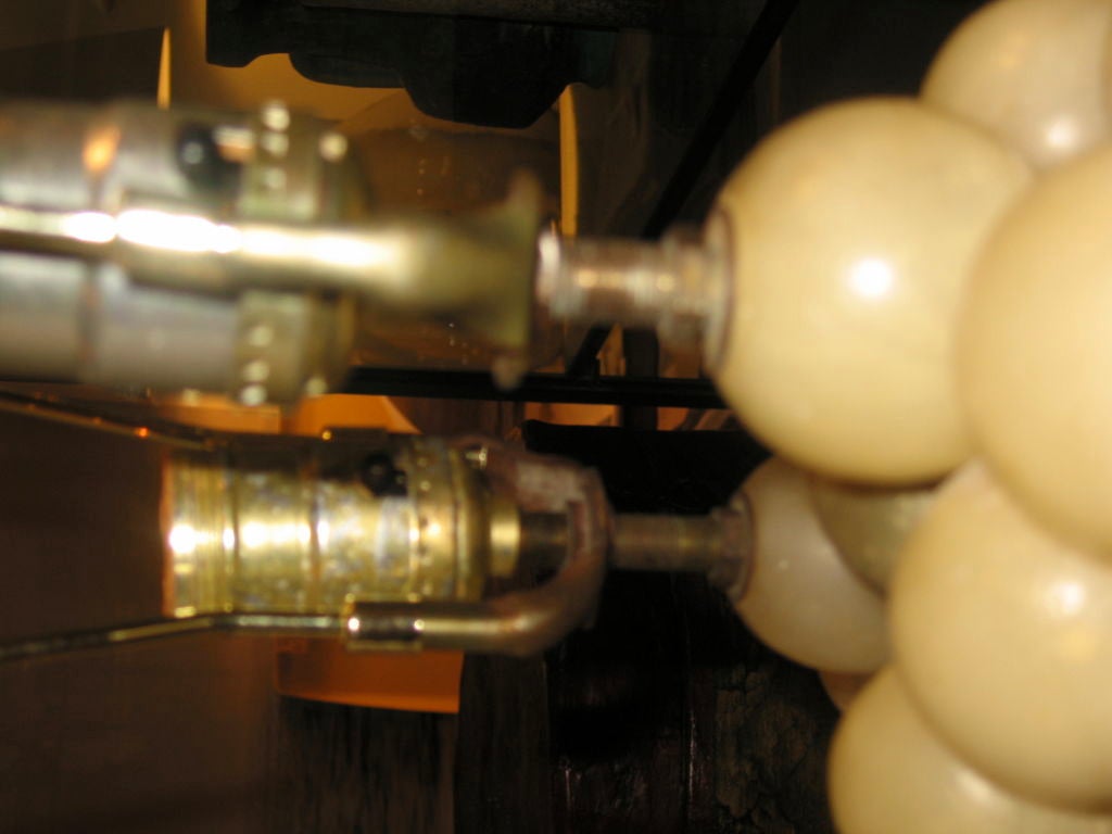 Pair of Marble Lamps with Alabaster Grape Clusters 2