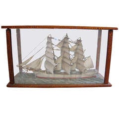 Vintage Ship Model in Case