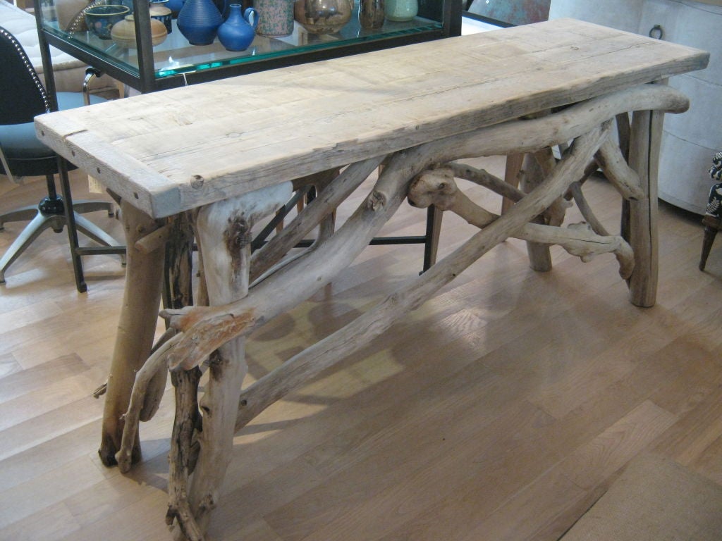 handbuilt driftwood console