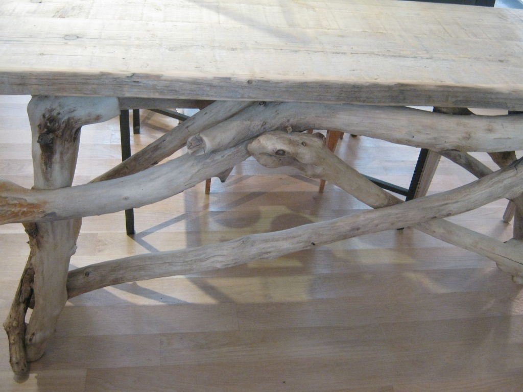 American Handsome Bleached Driftwood Console Table For Sale