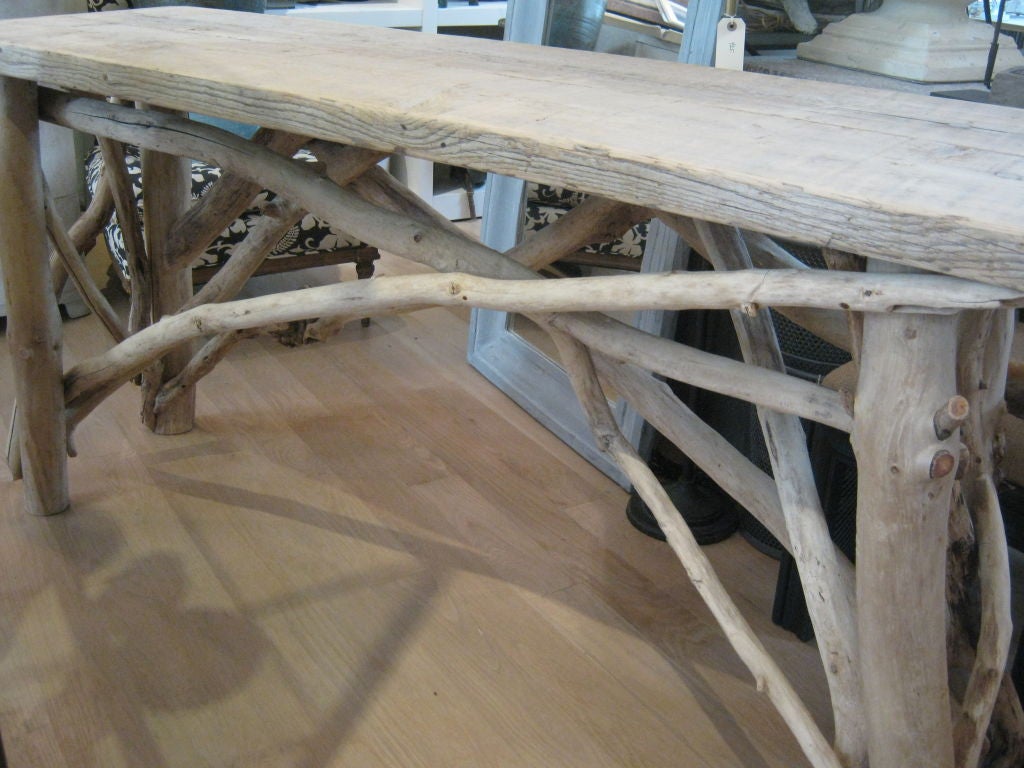 Contemporary Handsome Bleached Driftwood Console Table For Sale