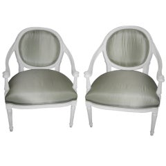 Pair Painted Swedish Chairs