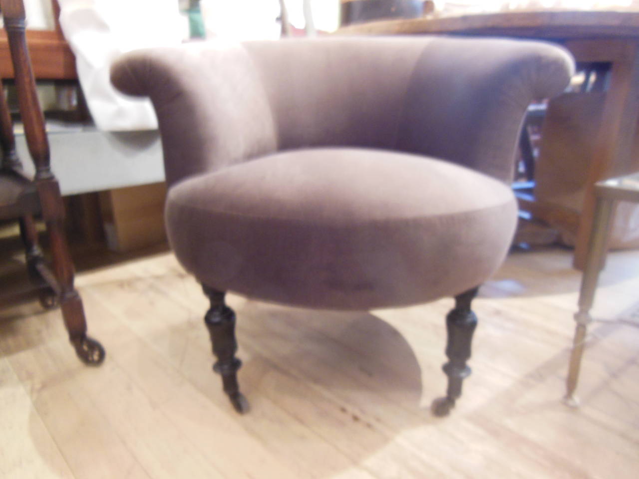 a beautiful vintage chair newly redone in velvet