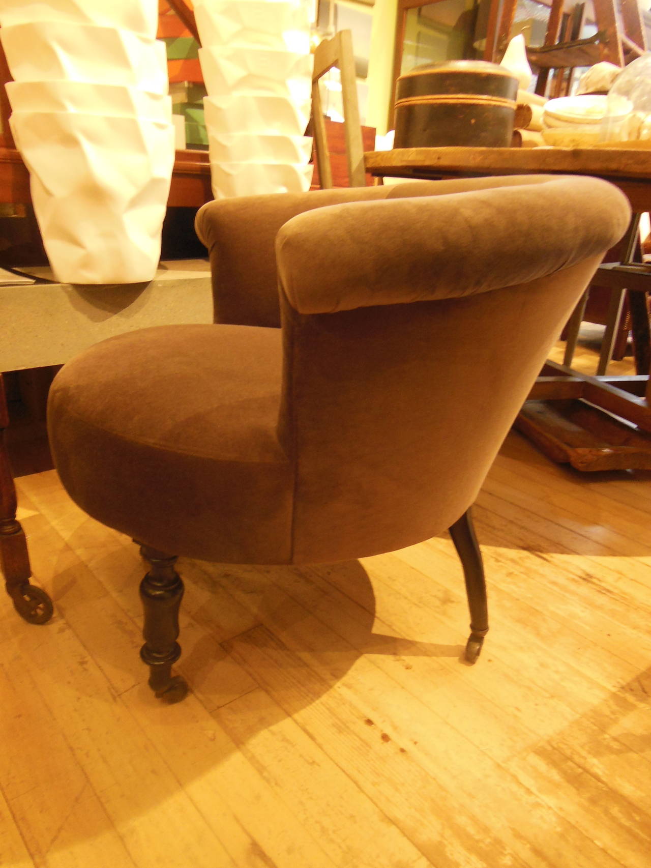 Handsome Edwardian Chair in Velvet For Sale 1