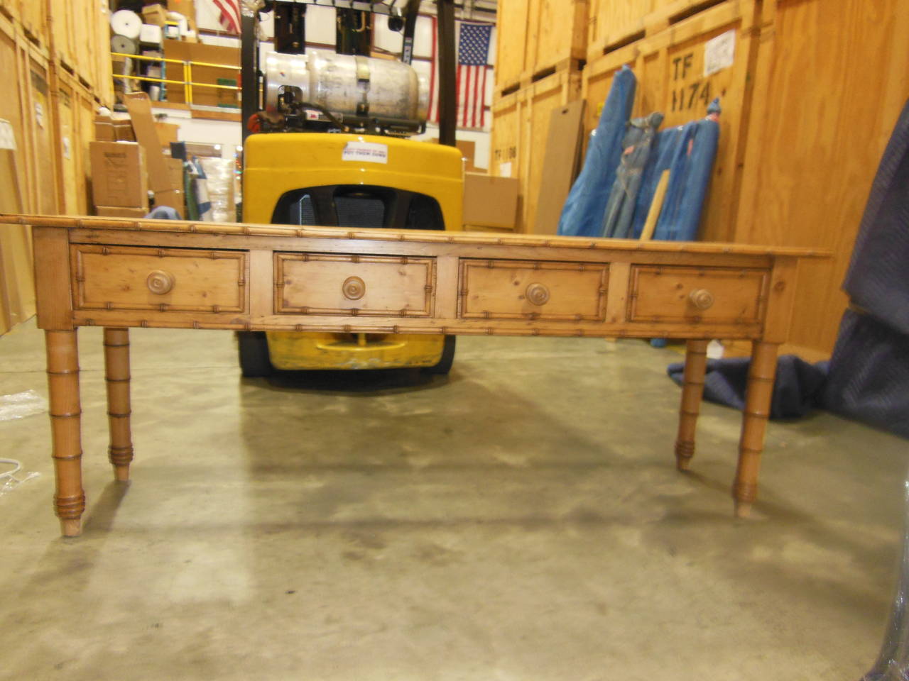 very nice vintage faux bamboo console table