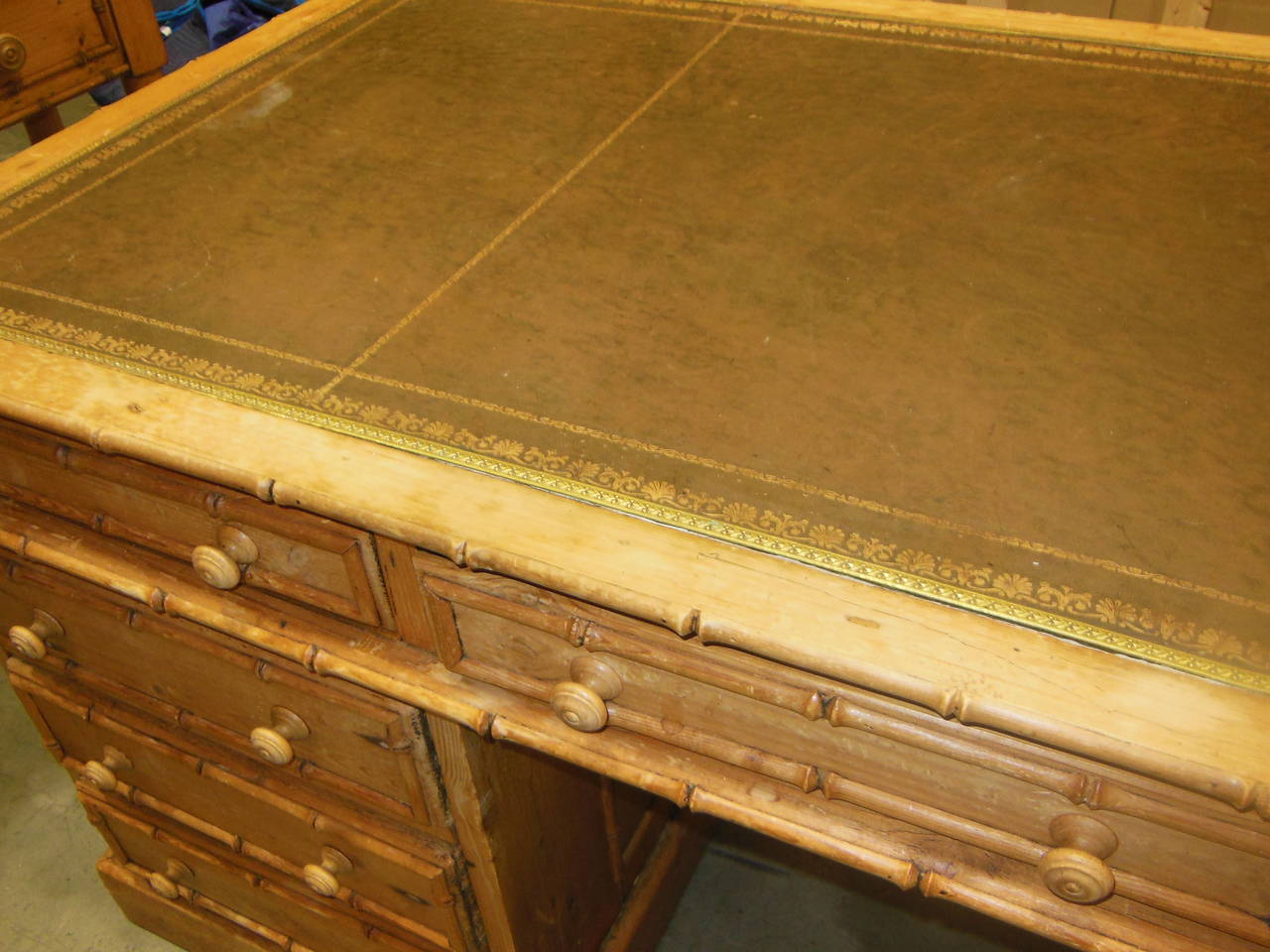 Faux Bamboo Vintage Desk In Excellent Condition In Sag Harbor, NY