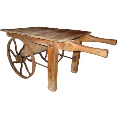Vintage French Flower Cart on Cast Iron Wheels