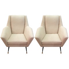Large Pair Of Italian Mid-Century Lounge/Armchairs
