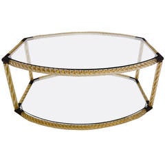 Italian Mid-Century Murano Glass Oval Cocktail Table By Barovier