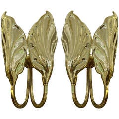 Pair Of Mid-Century Italian Brass Sconces By Tomasso Barbi 1