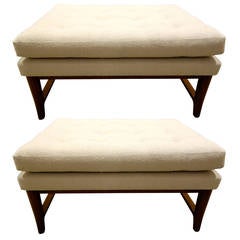 Pair of Large Edward Wormley Ottomans or Stools for Dunbar 6