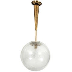 Vintage Italian Mid-Century Murano Glass Bubbled Patterned Globe/Chandelier/Pendant, Companion PIeces Available