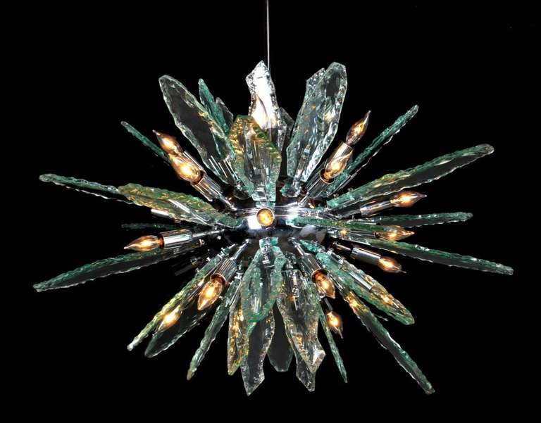 Italian Fontana Arte Style Sputnik Clear Glass Chandelier 1