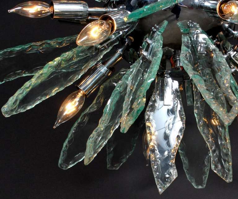 Italian Fontana Arte Style Sputnik Clear Glass Chandelier 2