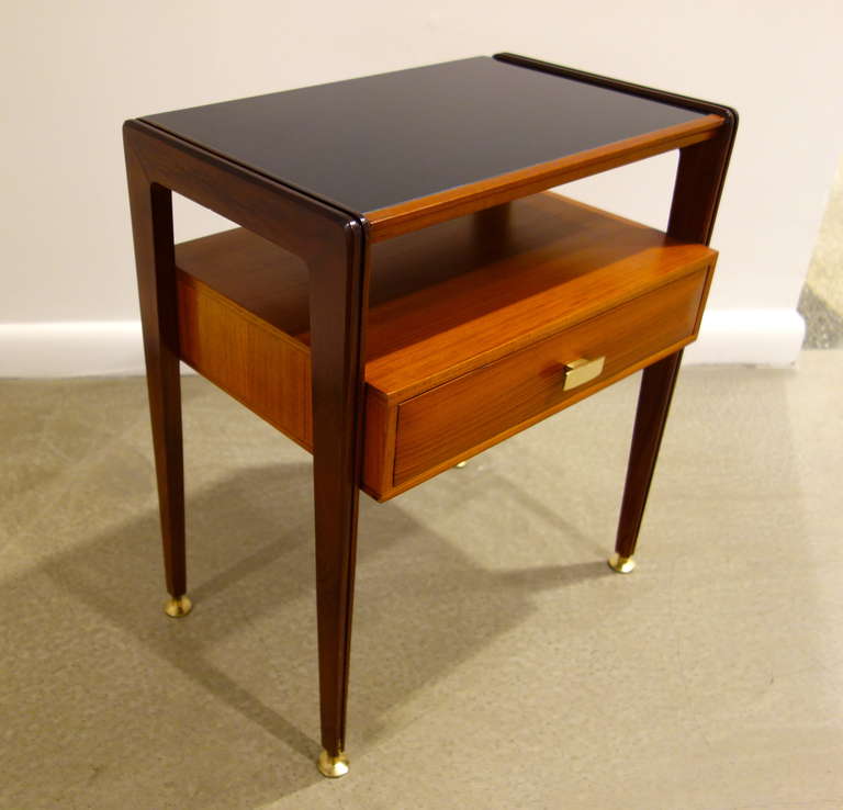 Pair of Italian Mid-Century Modern Two Tier Night Stands In Good Condition In New York, NY
