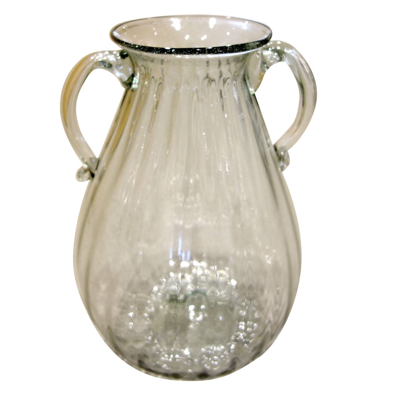 A Large Mid-Century Fluted Glass Vase/Vessel/Urn