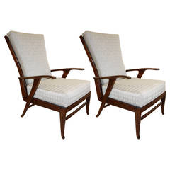 Pair of Italian Mid-Century Reclining Lounge Chairs 2