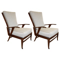 Pair of Italian Mid-Century Reclining Lounge Chairs