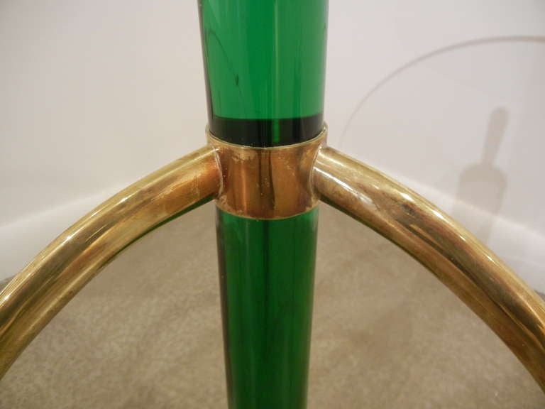 Pair of Italian Murano Glass and Brass Tripod Side or End Tables 1