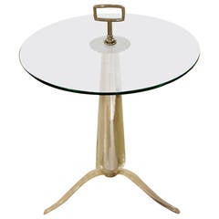Mid-Century Italian Mirrored, Circular Tripod Side or End Table