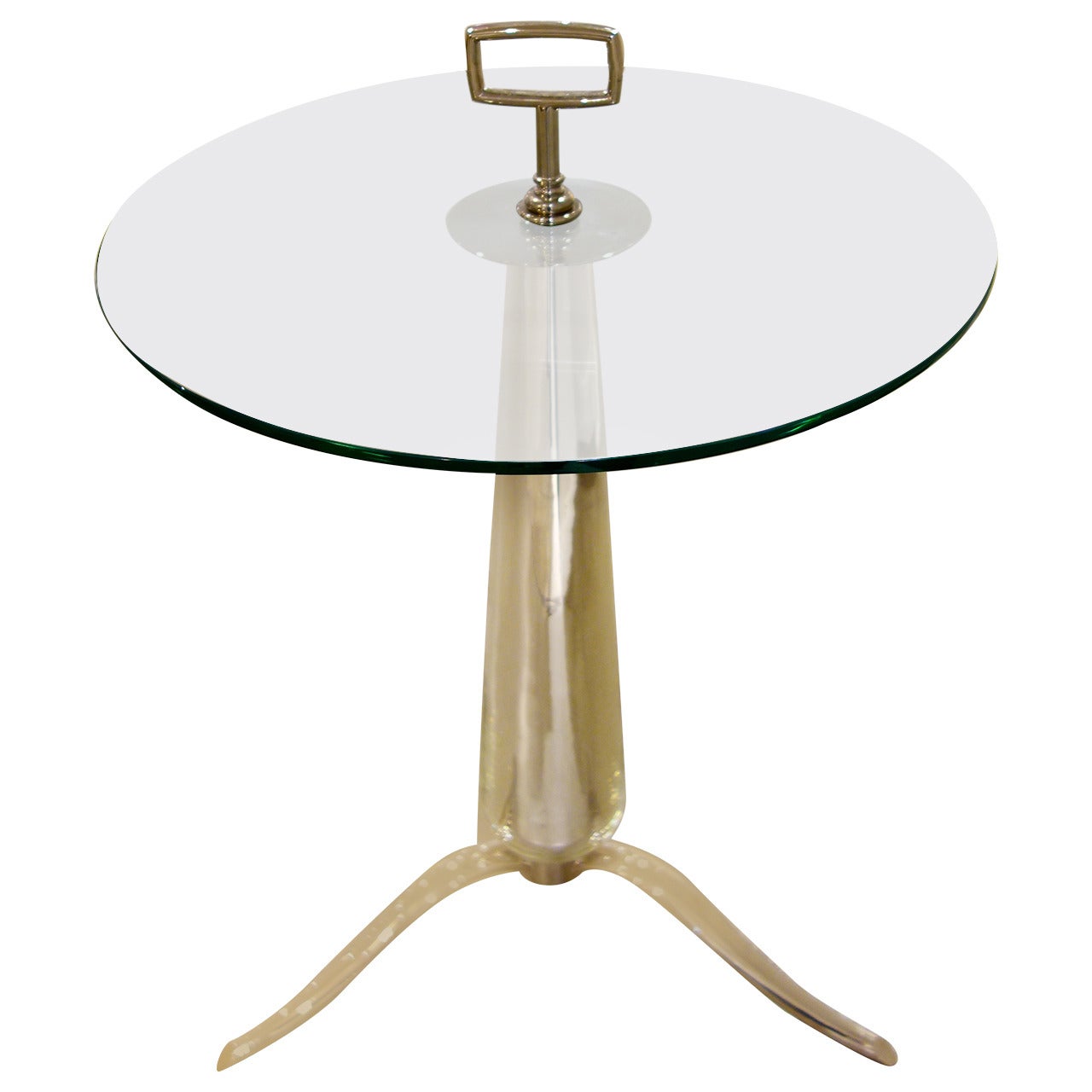 Mid-Century Italian Mirrored, Circular Tripod Side or End Table