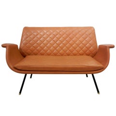 Italian Mid-Century Quilted Settee/Sofa