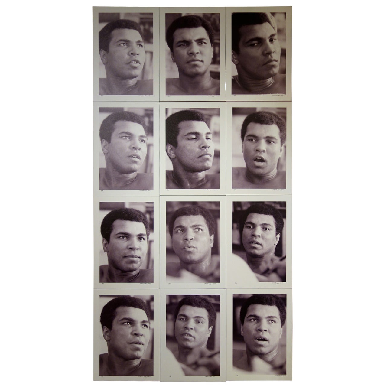 Muhammad Ali Set of 12 Black and White Photographs on Aluminum by Gary Michaels