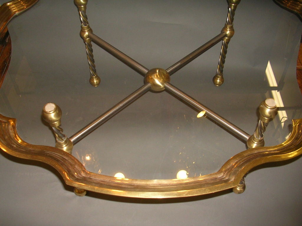 Mid-Century Shaped Brass Coffee Table By Baker