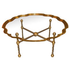 Mid-Century Shaped Brass Coffee Table By Baker