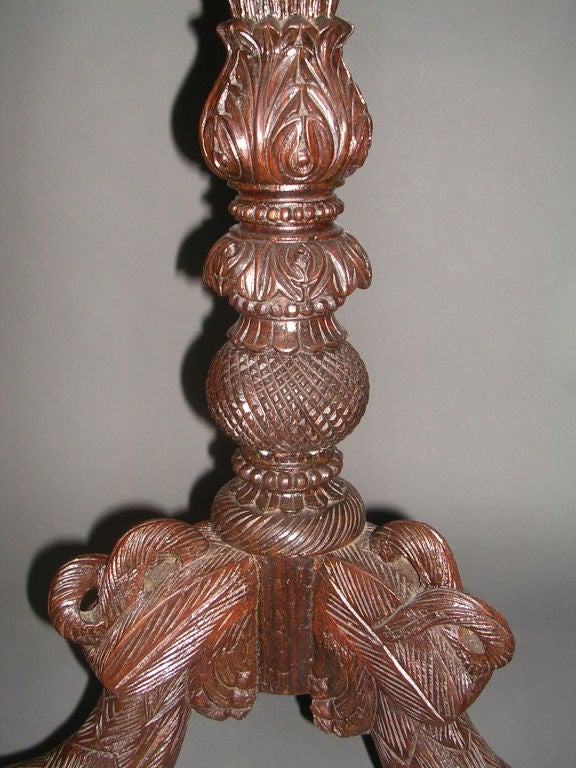 19th Century Indo-Portuguese Carved Rosewood Tilt-Top Side Table For Sale 4