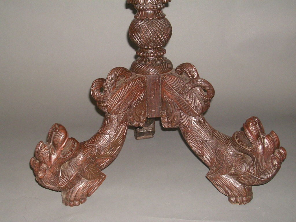 19th Century Indo-Portuguese Carved Rosewood Tilt-Top Side Table For Sale 5