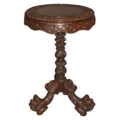 19th Century Indo-Portuguese Carved Rosewood Tilt-Top Side Table 5