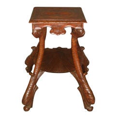 Antique Italian Carved Walnut Grotto Side Table