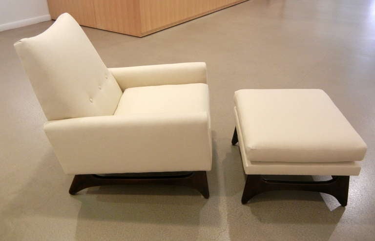 Mid-Century Modern Pair of Large Mid-Century Adrian Pearsall Club/Lounge Chairs with Ottomans