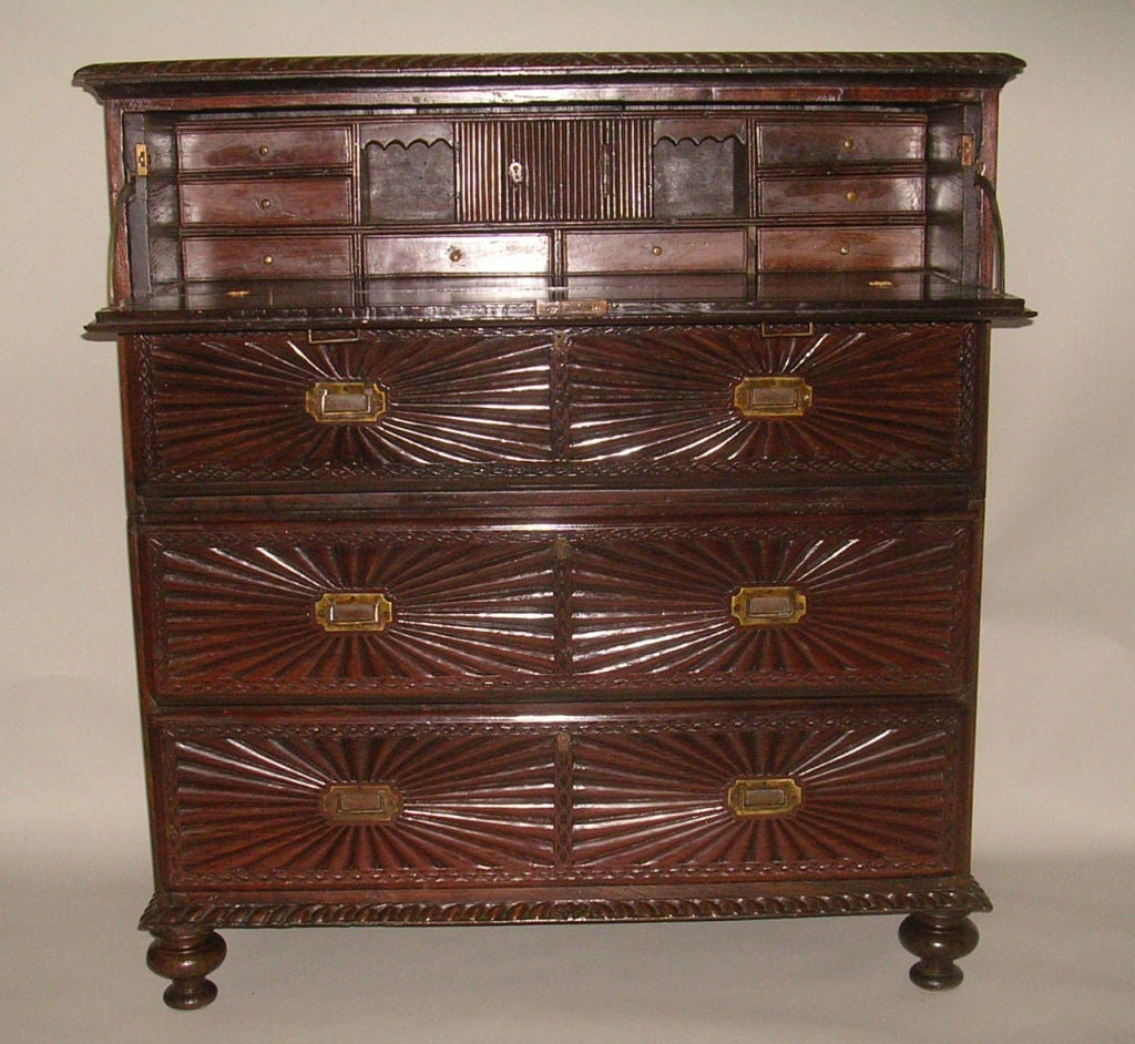 19th C Anglo-Indian Rosewood Chest/Secretaire