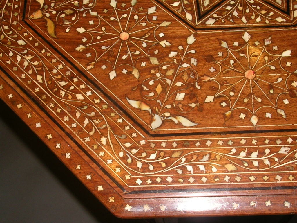 19th Century 19th C Anglo-Indian Inlaid  Octagonal Table On Stand/Side Table